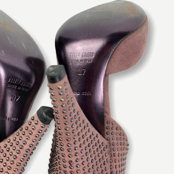 Miu Miu Calzature Donna Studded Heels Size 37/ US 7 - Picture 5 of 7